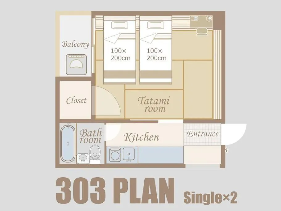 Ferienwohnung 303号室南海線駅2分の明るい和室専用キッチンとバスルーム付き荷物預り Ōsaka Japan